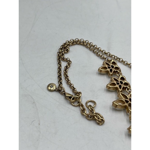 * J. Crew Opaque Faceted White Prong Set Rhinestone Gold Tone Necklace - Picture 12 of 12